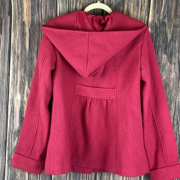 Tulle Pink Wool Blend Hooded Coat- Large - Picture 7 of 10